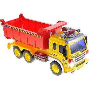 PowerTRC Push & Go Friction Powered Dump Truck Toy with Light and Sound | Realistic Play Tipper Truck Toy Gift for Boys and Girls