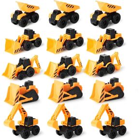 Boley 15-Pack Mini Construction Vehicle Set - Toy Trucks for Toddlers - Durable Construction Toy Vehicles for Boys and Girls - Perfect for Imaginative Play and Learning