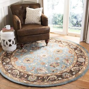 SAFAVIEH Heritage Collection Area Rug - 6' x 9', Blue & Brown, Handmade Traditional Oriental Wool, Ideal for High Traffic Areas in Living Room, Bedroom (HG812B)