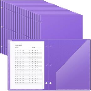 Yeaqee 50 Pieces Folders with Pockets 3 Hole Punched Plastic Folders with 2 Pockets Extra Tough 2 Pocket Folders Fit 3 Ring Binder, Includes Business Card Slot, Letter Size(Blue)