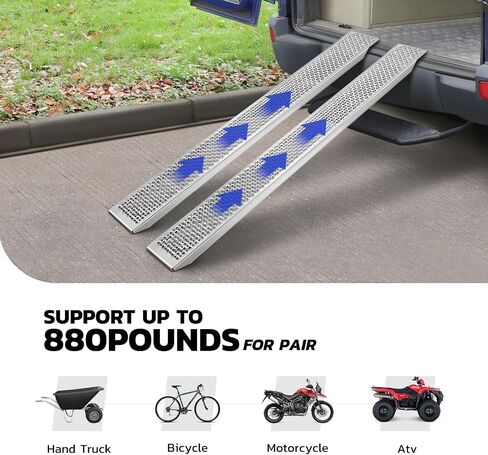 DNA MOTORING 79in 2pc Aluminium Ramps for Pickup Trucks, 1200lbs Capacity Versatile Loading Ramp for Hand Truck, Bicycle, Motorcycle, ATV, TOOLS-00617 in Saudi Arabia