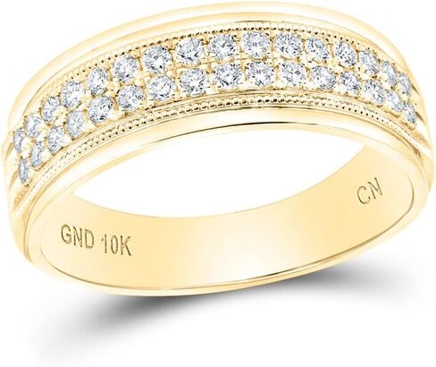 Jewels By Lux طقم خاتم ألماس دائري للرجال من الذهب الأبيض أو الأصفر عيار 10 قيراط، مقاس 1/2 قيراط، مقاس رجالي: 7-13 in Saudi Arabia