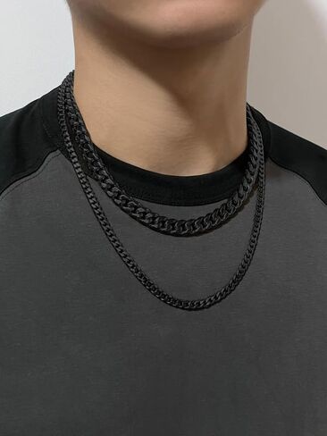 Sturdy Cuban Link Chain Stainless Steel Necklace for Men Women, 3/5/7/10/12MM Width, 18K Gold/Black Metal/316L Stainless Steel Curb Necklace Chains, 18-30inch Length in Saudi Arabia
