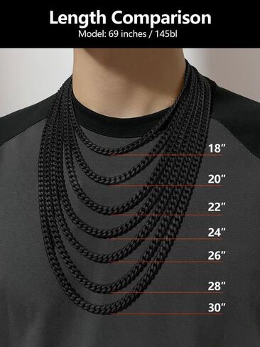 Sturdy Cuban Link Chain Stainless Steel Necklace for Men Women, 3/5/7/10/12MM Width, 18K Gold/Black Metal/316L Stainless Steel Curb Necklace Chains, 18-30inch Length in Saudi Arabia
