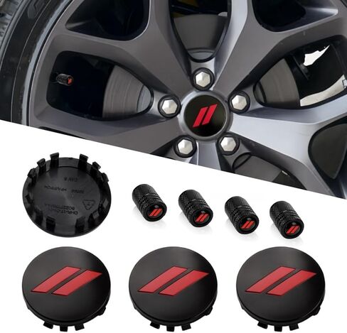 4PCS Wheel Center caps with Same Pattern tire Valve caps Cover Original Vehicle Replacement 2.5in/63mm Compatible with Challenger Charger Durango Accessories and More (Black Red) in Kuwait