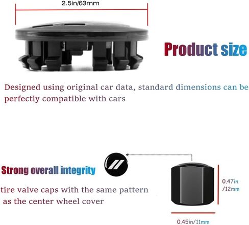 4PCS Wheel Center caps with Same Pattern tire Valve caps Cover Original Vehicle Replacement 2.5in/63mm Compatible with Challenger Charger Durango Accessories and More (Black Red) in Kuwait