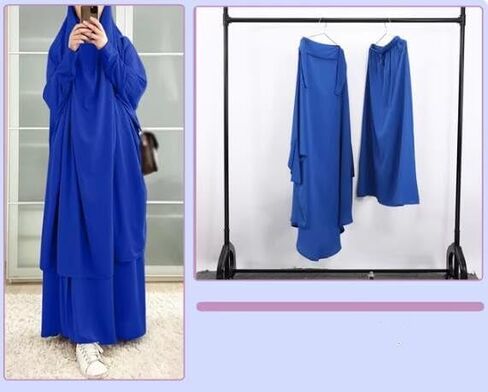 Muslim Dress Islamic Women's Full Cover Two Pieces Soft Distinctive Prayer Maxi Dress with Hijab Abaya Robe in Saudi Arabia