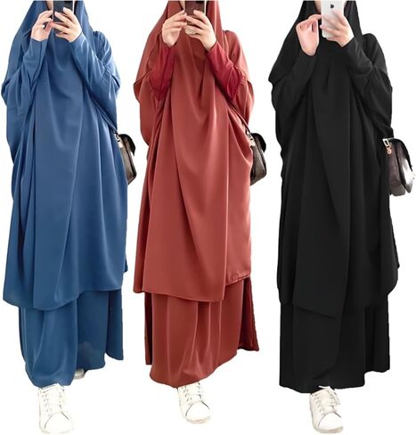 Muslim Dress Islamic Women's Full Cover Two Pieces Soft Distinctive Prayer Maxi Dress with Hijab Abaya Robe in Saudi Arabia