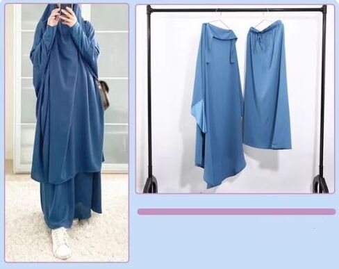 Muslim Dress Islamic Women's Full Cover Two Pieces Soft Distinctive Prayer Maxi Dress with Hijab Abaya Robe in Saudi Arabia