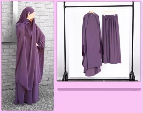 Muslim Dress Islamic Women's Full Cover Two Pieces Soft Distinctive Prayer Maxi Dress with Hijab Abaya Robe in Saudi Arabia