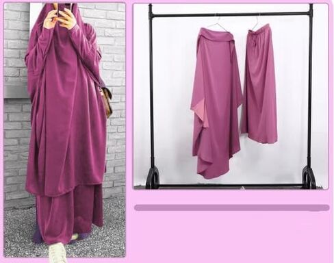 Muslim Dress Islamic Women's Full Cover Two Pieces Soft Distinctive Prayer Maxi Dress with Hijab Abaya Robe in Saudi Arabia