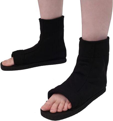 حذاء أسود للرجال والنساء نينجا كوسبلاي للهالوين لعب الأدوار مفتوح من الأمام قصير بسحاب (42/43) in Kuwait