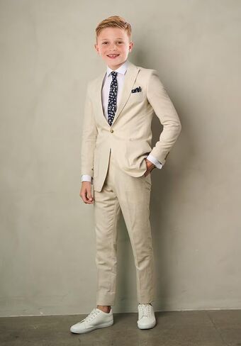Boys Linen Suits Casual 2 Piece Summer Beach Wedding Tuxedo Suit for Boy Ring Bearer Outfit in Saudi Arabia