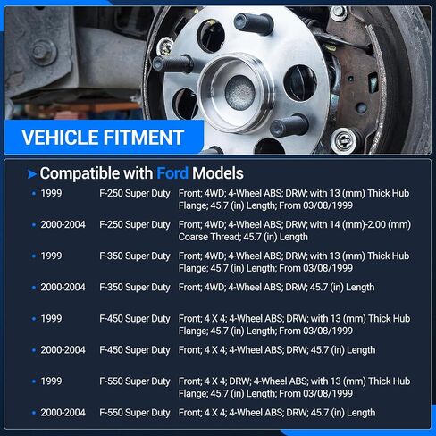 Autoround 515025 4x4 Front Wheel Hub and Bearing Assembly Replacement for 1999-2004 Ford F-250 F-350 F-450 F-550 Super Duty 8 Lug DRW w/ABS in Saudi Arabia