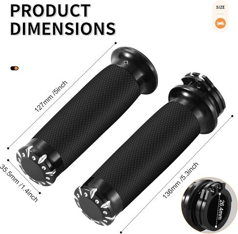 Motorcycle Handlebar Grips 1" Black Street Glide Flhx Handgrip for Harley Davidson Touring Glides Electronic Throttle Grips 2008-2023 CNC Edge Cut in Saudi Arabia