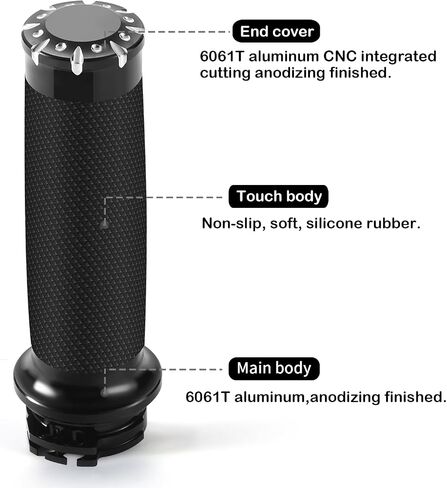 Motorcycle Handlebar Grips 1" Black Street Glide Flhx Handgrip for Harley Davidson Touring Glides Electronic Throttle Grips 2008-2023 CNC Edge Cut in Saudi Arabia