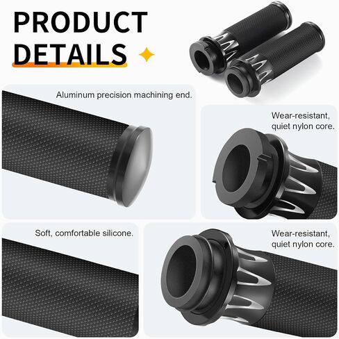 Motorcycle Handlebar Grips 1" Black Street Glide Flhx Handgrip for Harley Davidson Touring Glides Electronic Throttle Grips 2008-2023 CNC Edge Cut in Saudi Arabia