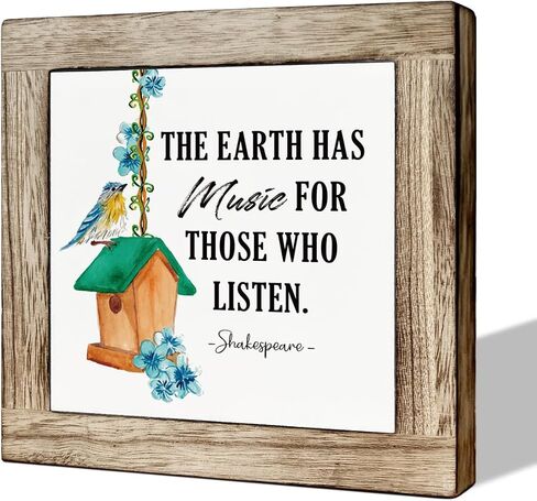 Spring Decor, Wooden Box Signs for Home Decor, Floral Decor Art, Farmhouse Decor, Colorful Wooden Flowers Hanging Decorations for Home Living Room Garden Yard, Blossom by Blossom Spring Begins in Saudi Arabia