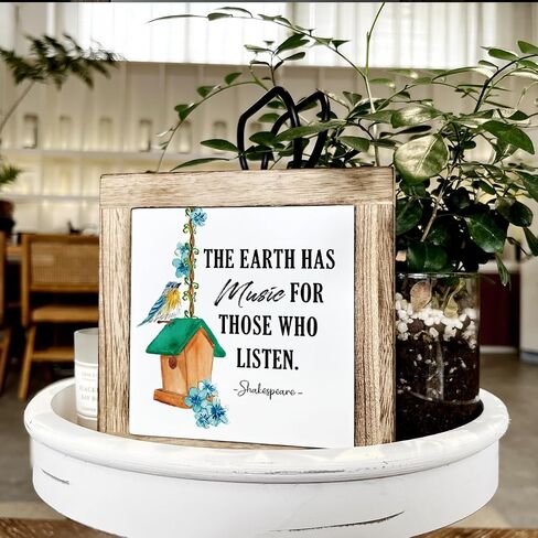 Spring Decor, Wooden Box Signs for Home Decor, Floral Decor Art, Farmhouse Decor, Colorful Wooden Flowers Hanging Decorations for Home Living Room Garden Yard, Blossom by Blossom Spring Begins in Saudi Arabia