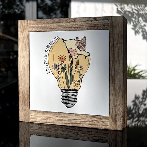 Spring Decor, Wooden Box Signs for Home Decor, Floral Decor Art, Farmhouse Decor, Colorful Wooden Flowers Hanging Decorations for Home Living Room Garden Yard, Blossom by Blossom Spring Begins in Saudi Arabia