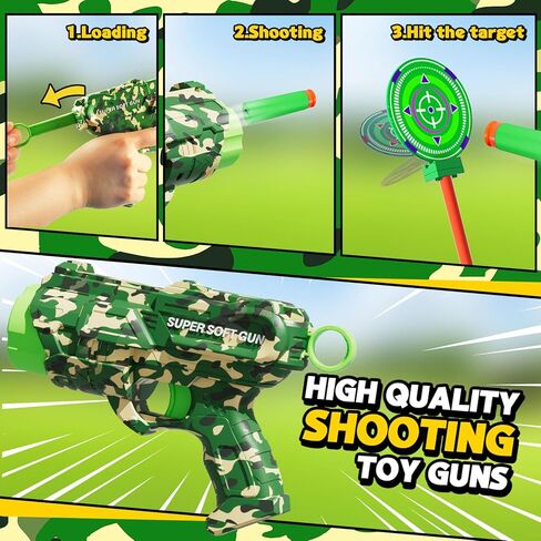 HLDYA Rocket Shooting Games Toys with Rotating Target 2 Toy Guns 20 Foam Darts Kids Outdoor Toys for Boys Age 5 6 7 8 9 10+ Year Old Compatible with Nerf Guns in Kuwait
