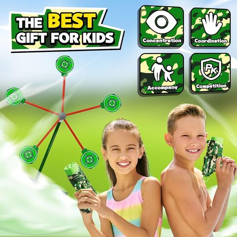 HLDYA Rocket Shooting Games Toys with Rotating Target 2 Toy Guns 20 Foam Darts Kids Outdoor Toys for Boys Age 5 6 7 8 9 10+ Year Old Compatible with Nerf Guns in Kuwait