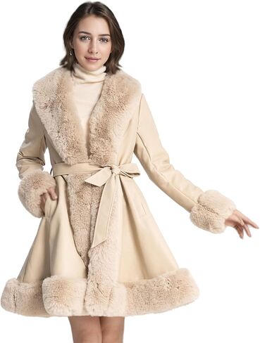 Winter Faux Fur Coats for Women,Faux Fur Leather Jacket Women in Saudi Arabia