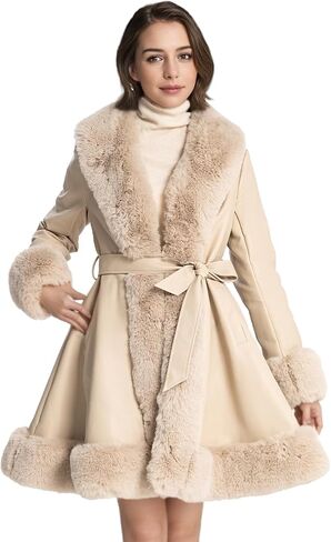 Winter Faux Fur Coats for Women,Faux Fur Leather Jacket Women in Saudi Arabia