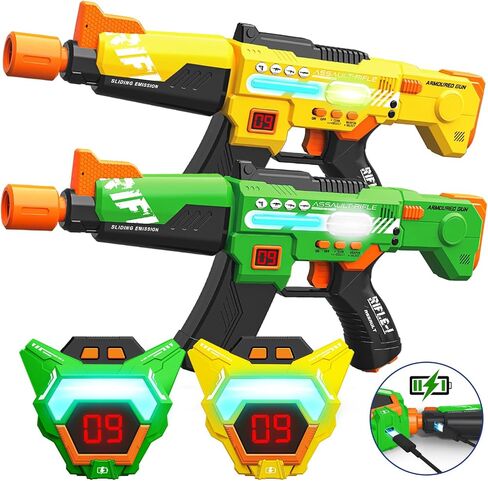 Rechargeable Laser Tag Guns Set of 2 Toys with Upgraded LED Digital Multi-Functional Vests Birthday Gifts for Kids Boys Girls 8 9 10 11 12+ Years Old Teens Adults Christmas Indoor&Outdoor Activities in Saudi Arabia