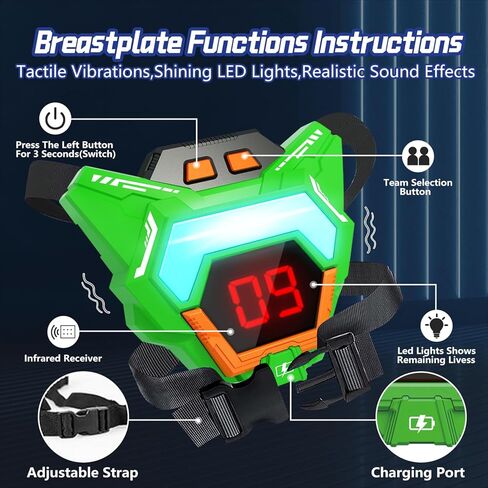 مجموعة مسدسات ليزر قابلة لإعادة الشحن مكونة من لعبتين مع سترات رقمية متعددة الوظائف LED مطورة، هدايا عيد ميلاد للأطفال الأولاد والبنات 8 9 10 11 12+ سنة من المراهقين والبالغين في عيد الميلاد والأنشطة الداخلية والخارجية in Kuwait