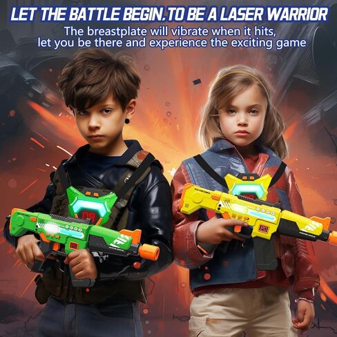مجموعة مسدسات ليزر قابلة لإعادة الشحن مكونة من لعبتين مع سترات رقمية متعددة الوظائف LED مطورة، هدايا عيد ميلاد للأطفال الأولاد والبنات 8 9 10 11 12+ سنة من المراهقين والبالغين في عيد الميلاد والأنشطة الداخلية والخارجية in Kuwait