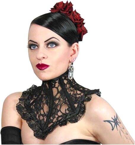 L'VOW للنساء ذو ​​الياقة القوطية وعصر النهضة برباط وياقة فيكتورية ورقبة مشد وقلادة لمصاصي الدماء إكسسوارات تنكرية in Kuwait