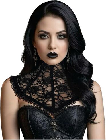 L'VOW للنساء ذو ​​الياقة القوطية وعصر النهضة برباط وياقة فيكتورية ورقبة مشد وقلادة لمصاصي الدماء إكسسوارات تنكرية in Kuwait