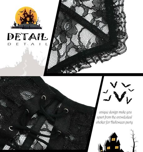 L'VOW للنساء ذو ​​الياقة القوطية وعصر النهضة برباط وياقة فيكتورية ورقبة مشد وقلادة لمصاصي الدماء إكسسوارات تنكرية in Kuwait