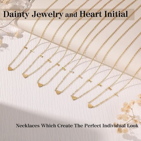 JSJOY Dainty Initial Necklaces for Women A-Z Letter Necklace Heart 14K Gold Choker Necklace Birthday Gifts for Women Unique Mom Sister Daughter Gifts Gold Jewelry in Kuwait