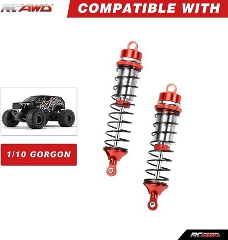 RCAWD Heavy-Duty Full Metal Front and Rear Shock Absorbers for ARRMA 1/10 GORGON 4X2(Red) in Saudi Arabia