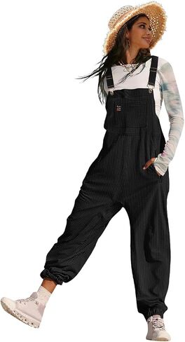 YESNO Women's Casual Corduroy Overalls Sleeveless Adjustable Straps Loose Harem Bib Jumpsuits for Women with Pockets PCL in Saudi Arabia