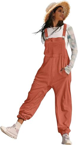YESNO Women's Casual Corduroy Overalls Sleeveless Adjustable Straps Loose Harem Bib Jumpsuits for Women with Pockets PCL in Saudi Arabia