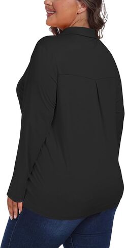 MoFiz Women's Plus Size Golf Long Sleeve Polo Shirts V Neck Workout Casual Loose Fit Tops XL-5XL in Saudi Arabia