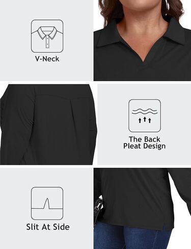 MoFiz Women's Plus Size Golf Long Sleeve Polo Shirts V Neck Workout Casual Loose Fit Tops XL-5XL in Saudi Arabia