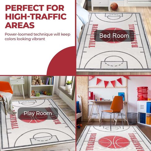 Superior Indoor Area Rug, Felt Dot Backing, for Kids or Pets, Nursery, Playroom, Bedroom, Day Care, School, Floor Cover, Path Road Non-Slip Kids Rug, 2' x 3', Ivory in Saudi Arabia