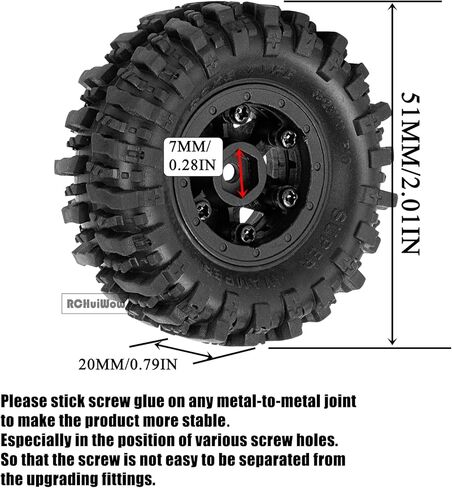 1.0 Beadlock RC Wheels and Tires for 1/18 Trx4m 1/24 Axia1 SCX24 FCX24,1.0" Beadlock Wheels 1.0 Beadlock Tires Soft Rubber RC Tires,Style A in Kuwait