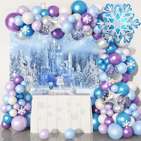 Mocsicka Winter Castle Backdrop Ice Frozen World Winter Wonderland Party Decorations Supplies Snow Happy Birthday Photography Backdrops (8x6ft) in Saudi Arabia