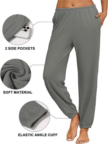 Ekouaer Womens Fuzzy Pajama Pants Soft Fleece Pj Pants Warm Comfy Lounge Pants Sleepwear Bottoms Joggers with Pockets in Saudi Arabia