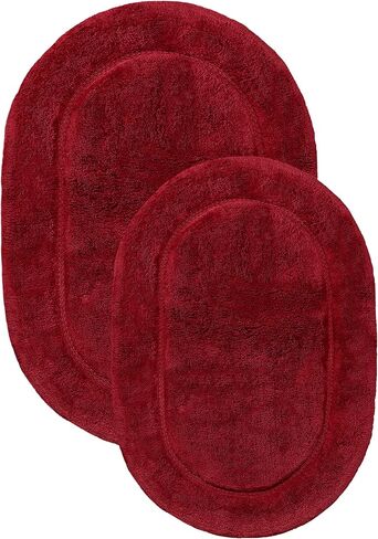 SUPERIOR Non-Slip 2 Piece Bath Rug Set, Ultra Plush, Soft and Absorbent 100% Combed Cotton Pile - Traditional Oval Bath Mat Set, Rust in Saudi Arabia