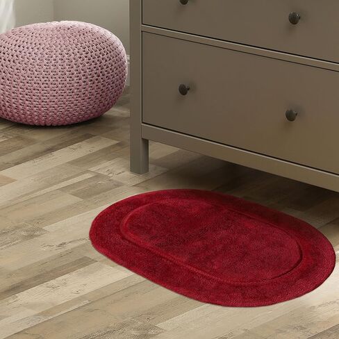 SUPERIOR Non-Slip 2 Piece Bath Rug Set, Ultra Plush, Soft and Absorbent 100% Combed Cotton Pile - Traditional Oval Bath Mat Set, Rust in Saudi Arabia