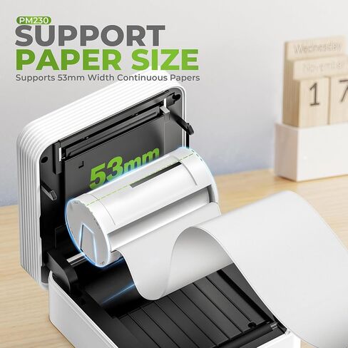 Nelko Sticker Printer, PM230 Mini Printer Bluetooth Portable Sticker Maker with 3 Rolls Paper, for DIY Creation, Study Notes, Pictures, Receipts, List, Multiple Templates for Phone & Tablet, White in Kuwait