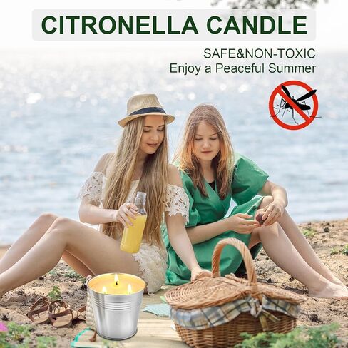 Citronella Candles Outdoor Large: 3-Wick Bucket Candle for Home Patio Candle up to 80 Hours, Summer Camping Huge Candle, Natural Soy Wax Lemograss Candle for Outside Garden Backyard Balcony in Kuwait
