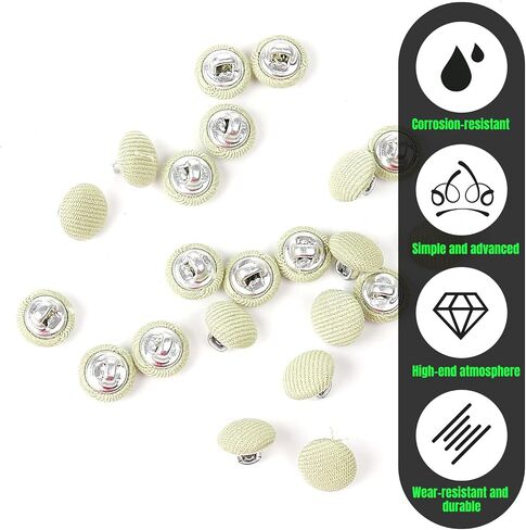 Fabric Cloth Covered Button,12.5mm Sewing Buttons with Metal Shank Buttons for Crafts,Clothes Sewing (Beige,24pcs) in Saudi Arabia