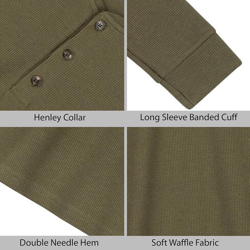 Brix Boys' Long Sleeve Thermal - Henley Shirt Waffle Fashion Clothes. in Saudi Arabia